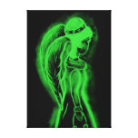 Inverted Sideways Angel in Black and Green canvas prints