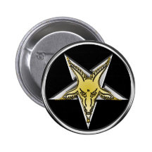 Inverted Silver Pentagram with Golden Goat head Pin