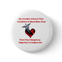 Invisible Chronic Pain Red Heart Button