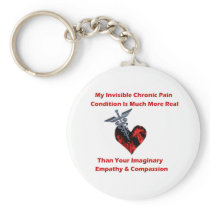 Invisible Chronic Pain Red Heart Keychains