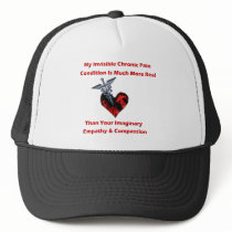 Invisible Chronic Pain Red Heart of Flames Trucker Hat