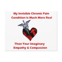 Invisible Chronic Pain Red Heart Postcards