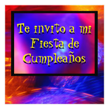Invitación -Te invito a mi Fiesta - Azul y Naranja Personalized Invites