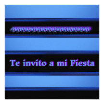Invitación -Te invito a mi Fiesta - Azul y Negra Personalized Invite