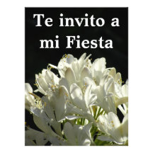 Invitación -Te invito a mi Fiesta - Flores Blancas Invitation
