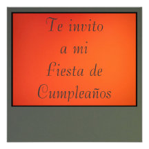 Invitación -Te invito a mi Fiesta - Naranja y Gris Invitation