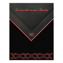 Invitación -Te invito a mi Fiesta - Negra-Naranja Personalized Invitations