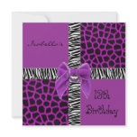 Invitation 13th Teen Birthday Wild Purple Animal