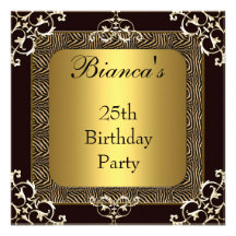 Invitation 25th Birthday Party Black Gold Elite 2