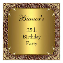 Invitation 25th Birthday Party Gold Wild Elite
