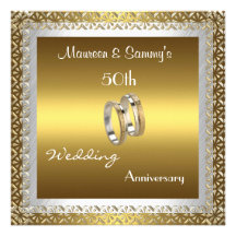Invitation 50th Anniversary Wedding Gold Elegant