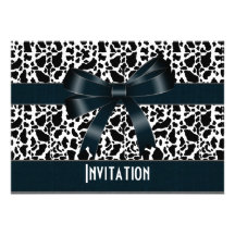 Invitation All Occasion Black White Cow Animal Bow