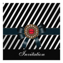 Invitation All Occasions Black white stripe Red je
