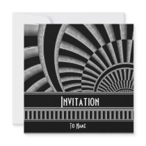 Invitation All Occasions Silver Black Art Deco