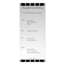 Invitation Birthday Black Squiggle Long