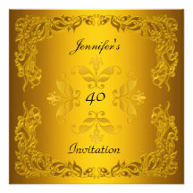 Invitation Birthday Elegant Gold Template