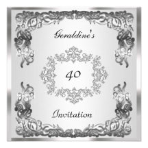 Invitation Birthday Elegant Silver Template