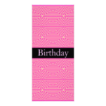 Invitation Birthday  Geometric Pink on Black