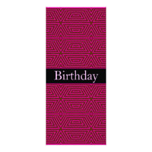 Invitation Birthday  Geometric Pink on Black