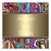 Invitation Birthday Party Faux Silk Colours