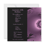 Invitation Birthday Purple with Black Floral Polar