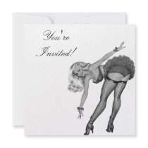 Invitation  Black & White Style Pin-Up Girl 19