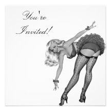 Invitation  Black & White Style Pin-Up Girl 19