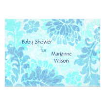 Invitation bleu de baby shower de damassé