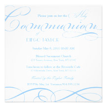 Invitation bleu de sainte communion