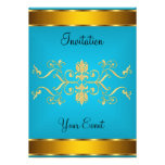 Invitation bleuâtre de partie de couleur d'or