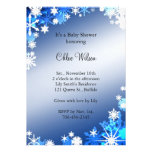 Invitation bleue de baby shower de flocons de neig