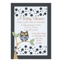 Invitation bleue de baby shower de hibou