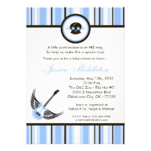 invitation bleue de baby shower de rocker punk du 