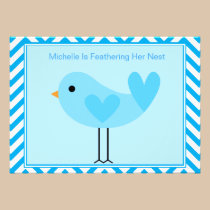 Invitation bleue de baby shower d'oiseau invitations