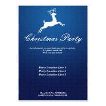 Invitation bleue de fête de Noël de renne