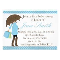 Invitation bleue et blanche de baby shower de poin invitations