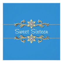 Invitation bleue turquoise de sweet sixteen de dia