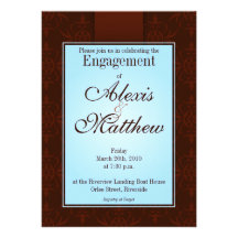 Invitation - Blue & Cocoa Orlee Pattern