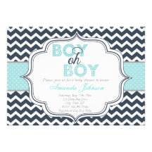 Invitation chic de baby shower de Chevron de garço