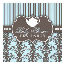 Invitation chic de thé de baby shower de damassé e