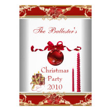 Invitation Christmas Party Red White Gold Elite