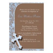 Invitation croisée bleue de baptême/baptême