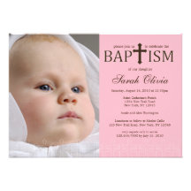 Invitation croisée élégante de baptême de photo