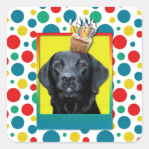 Invitation Cupcake - Labrador - Black - Gauge Square Stickers
