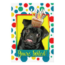 Invitation Cupcake - Pug - Ruffy