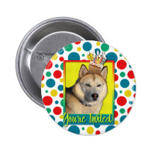 Invitation Cupcake - Siberian Husky - Copper Pinback Buttons