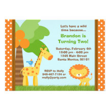Invitation d'anniversaire d'animaux de jungle