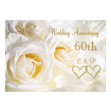 Invitation d'anniversaire de mariage de roses blan