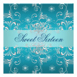Invitation d'anniversaire de neige de bleu du bonb