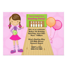 Invitation d'anniversaire de partie de bowling pou